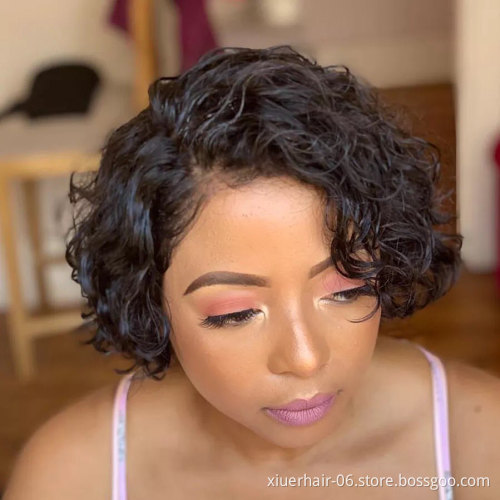 Preplucked Bleached Knots Human Hair Lace Front Wigs,Pixie Cut Wig Human Hair,Lace Wigs 100% Virgin Human Hair